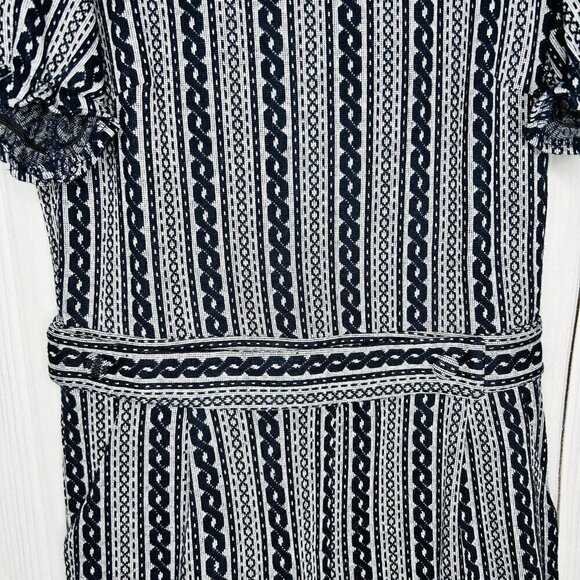 TCEC Women Tapestry Romper Navy White Sz L Inseam: 4" Cuffed Pockets - Picture 5 of 14